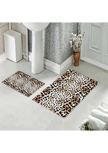 Banyo Halısı Ikili Klozet Takımı Kaymaz Tabanlı (60 cm x 100 cm + 40 cm x 60 Cm)