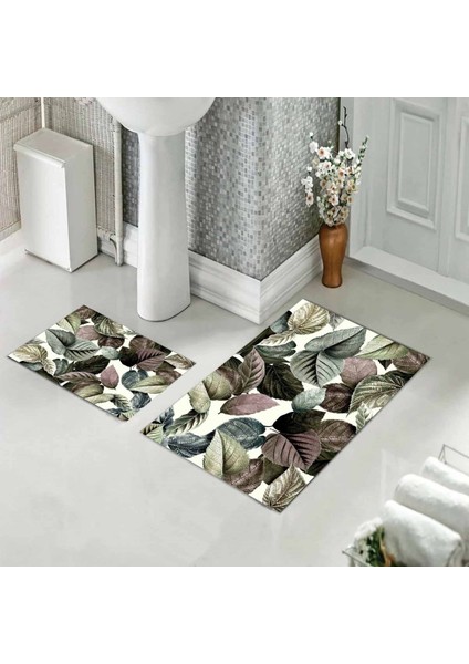 Banyo Halısı Ikili Klozet Takımı Kaymaz Tabanlı (60 cm x 100 cm + 40 cm x 60 Cm)