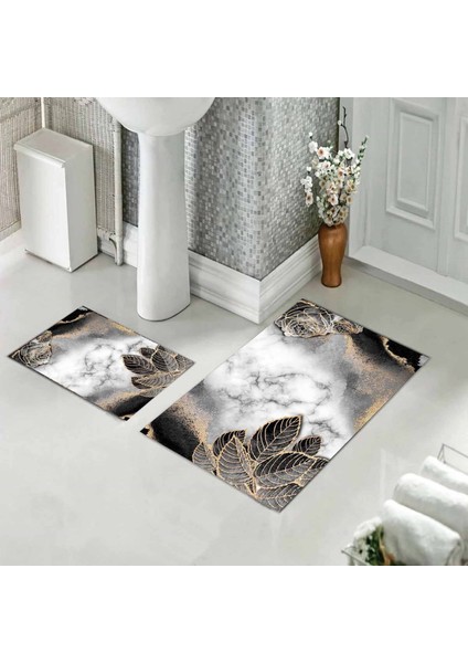 Banyo Halısı Ikili Klozet Takımı Kaymaz Tabanlı (60 cm x 100 cm + 40 cm x 60 Cm)