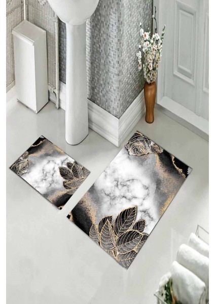 Banyo Halısı Ikili Klozet Takımı Kaymaz Tabanlı (60 cm x 100 cm + 40 cm x 60 Cm) fiyatları