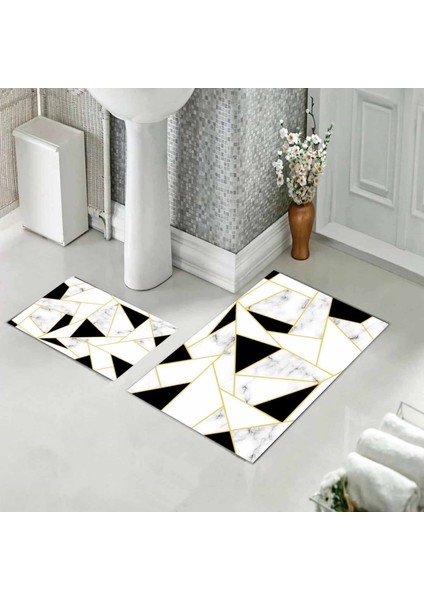 Banyo Halısı Ikili Klozet Takımı Kaymaz Tabanlı (60 cm x 100 cm + 40 cm x 60 Cm)
