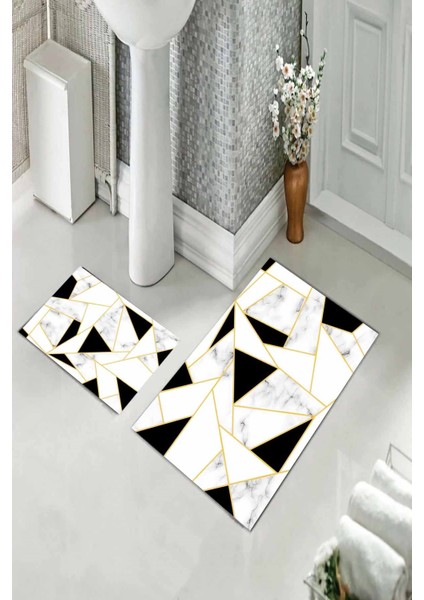 Banyo Halısı Ikili Klozet Takımı Kaymaz Tabanlı (60 cm x 100 cm + 40 cm x 60 Cm) fiyatları