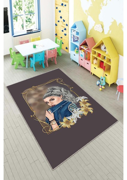 Desenli Renkli Dijital Baskı Yıkanabilir Kaymaz Taban Modern Çocuk Halısı ve Yolluk.