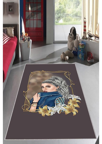 Desenli Renkli Dijital Baskı Yıkanabilir Kaymaz Taban Modern Çocuk Halısı ve Yolluk.