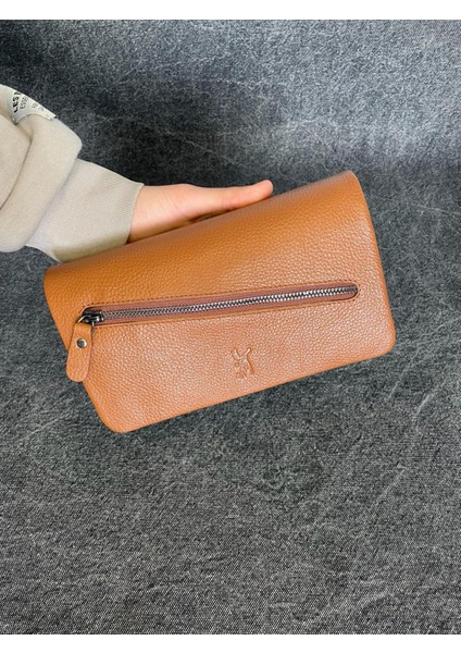SL-312 Hakiki Deri Çok Işlevli Özel Portföy Kartlık Bölmeli El Çantası 22,5 Cm×13,5 cm Sanat Leather