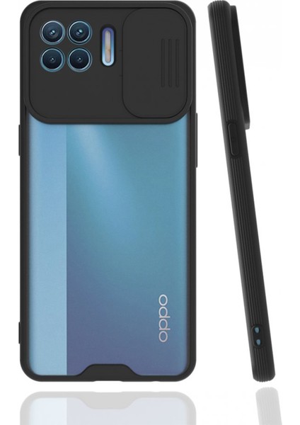 Oppo Reno 4 Lite Uyumlu Platin Kamera Kızaklı Arka Koruma Kılıf - Siyah