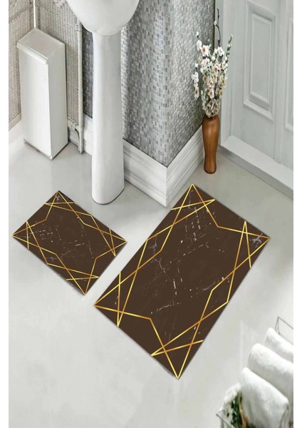 Banyo Halısı Ikili Klozet Takımı Kaymaz Tabanlı (60 cm x 100 cm + 40 cm x 60 Cm)
