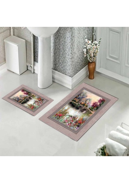 Banyo Halısı Ikili Klozet Takımı Kaymaz Tabanlı (60 cm x 100 cm + 40 cm x 60 Cm) fiyatları