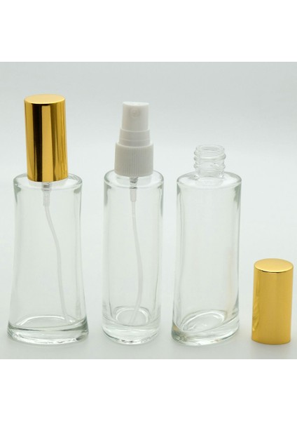 Parfüm Şişesi 50 ml (3 Adet) (TEKRAR DOLDURULABİLİR) Sarı Kapak Plastik Valf Eyfel Boş Şişe