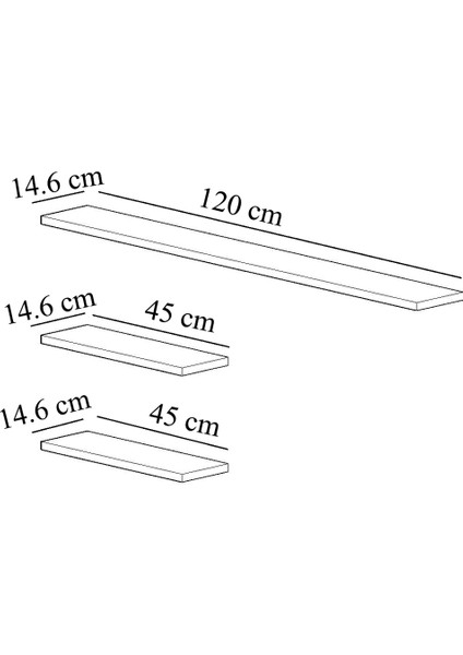 Kahverengi Marry 3'lü Ceviz Uçan Duvar Rafı Country 120 cm Country Suntalam 14 cm