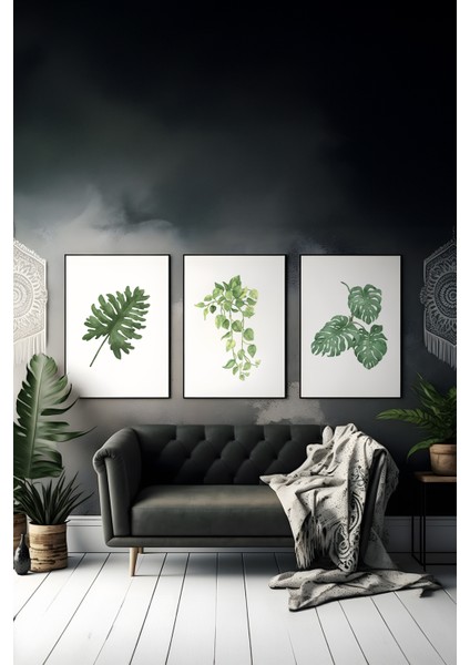 3 Parça Çerçeve Görünümlü Mdf Tablo Seti