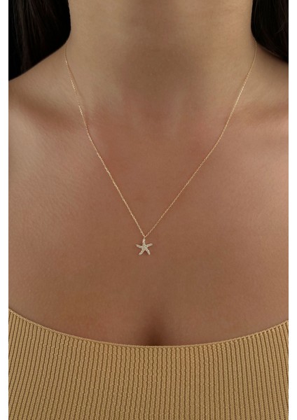 14 Ayar Altın Taşlı Deniz Yıldızı Kolye fiyatları