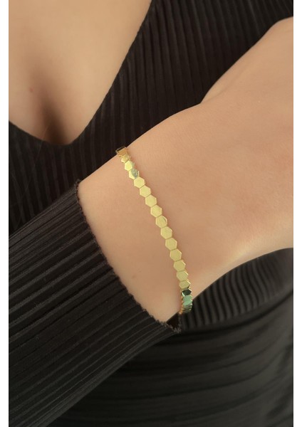 14 Ayar Altın Bal Peteği Bileklik