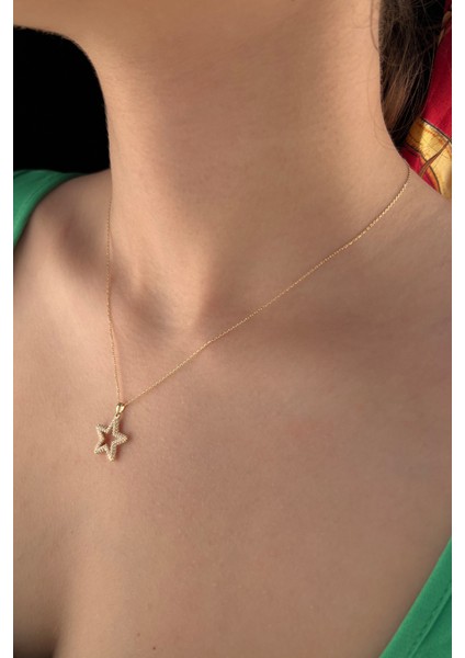 14 Ayar Altın Taş Dizisi Yıldız Kolye fiyatları