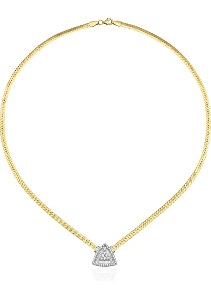 14 Ayar Altın İtalyan Üçgen Baget Kolye