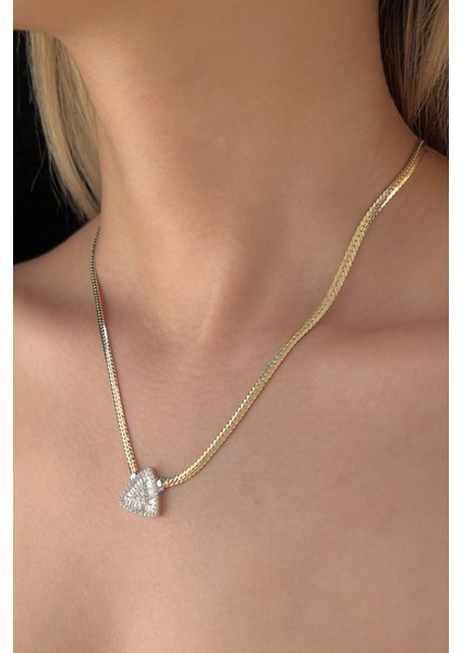 14 Ayar Altın İtalyan Üçgen Baget Kolye modelleri