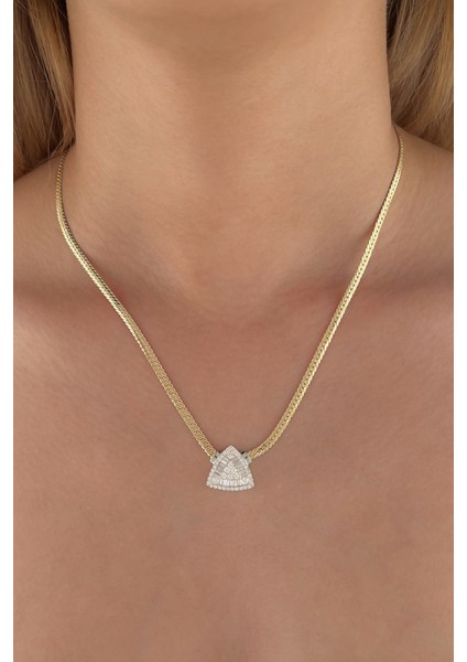 14 Ayar Altın İtalyan Üçgen Baget Kolye fırsatları