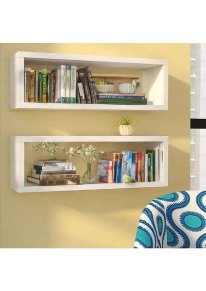 Beyaz Dekoratif Duvar Raf Ünitesi 2li Suntalam Klasik Garantisiz 60 cm 15 cm Klasik