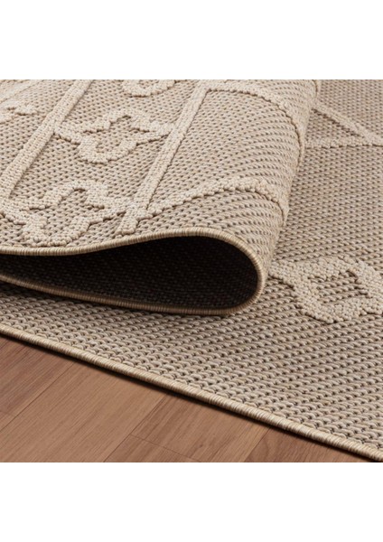 Carpettex Halı Balkon Teras Bahçe Dış Mekan Halısı Iskandinav Desenli Bej Renkli Halı