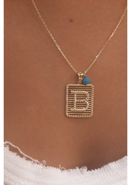 14 Ayar Altın Dikdörtgen Harf Kolye fiyatları