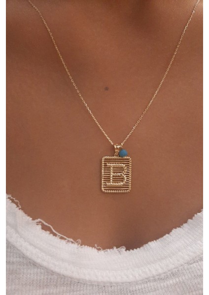 14 Ayar Altın Dikdörtgen Harf Kolye fırsatları