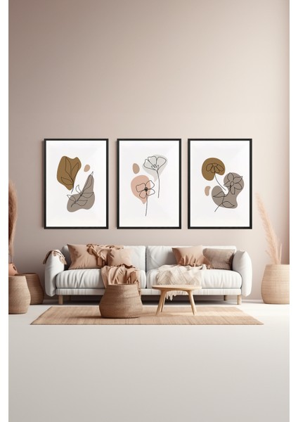 3 Parça Çerçeve Görünümlü Mdf Tablo Seti