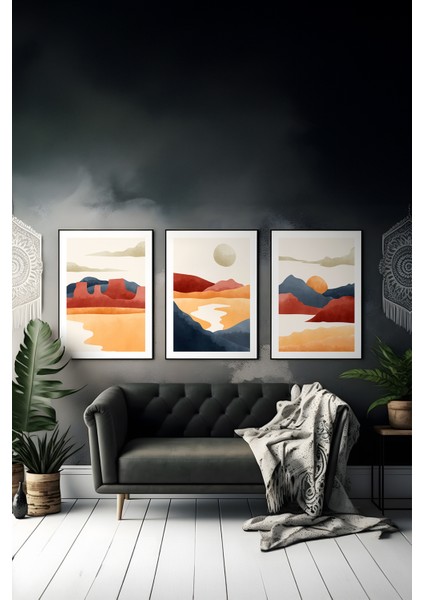 3 Parça Çerçeve Görünümlü Mdf Tablo Seti