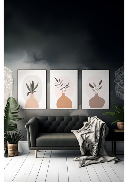 3 Parça Çerçeve Görünümlü Mdf Tablo Seti