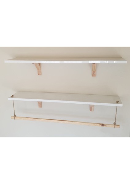 20 cm 2'li Halatlı Askılı Ahşap-Beyaz Dekoratif Duvar Rafı 80X20 cm Kahverengi Ahşap Tek Ebat 80 cm fiyatları