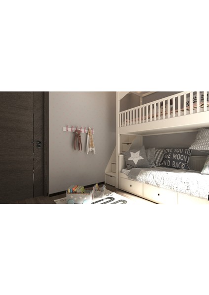 Modern Duvar Kanca Askılık - 7 Adet Pembe Askılık - Beyaz Mdflam - Model 101 indirimleri