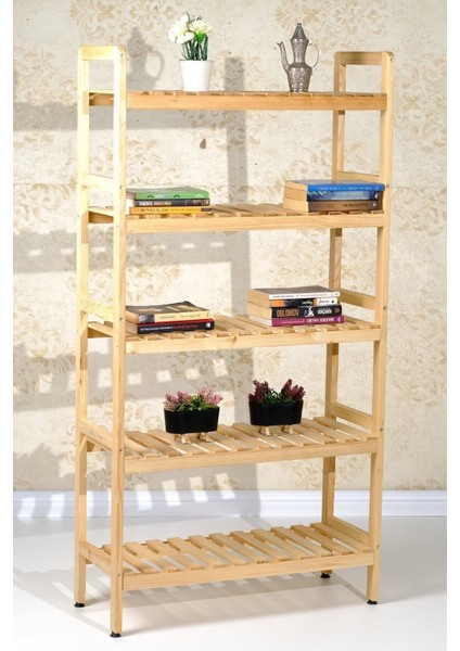 75 cm Bienart Ahsap 5 Raflı Masif Ahşap Kitaplık Kahverengi Garantisiz 30 cm Klasik Klasik Ahşap