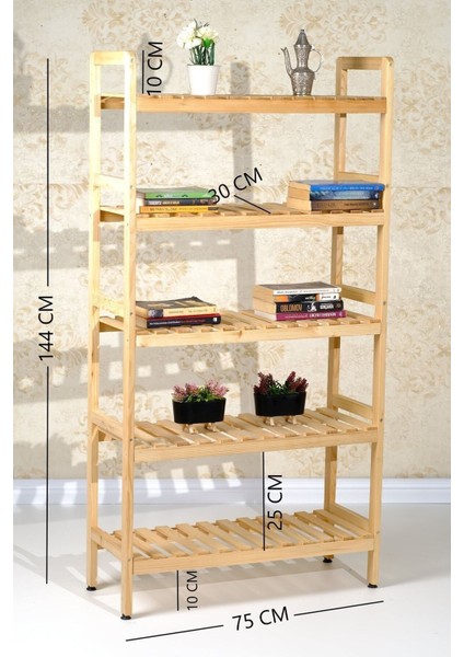 75 cm Bienart Ahsap 5 Raflı Masif Ahşap Kitaplık Kahverengi Garantisiz 30 cm Klasik Klasik Ahşap modelleri