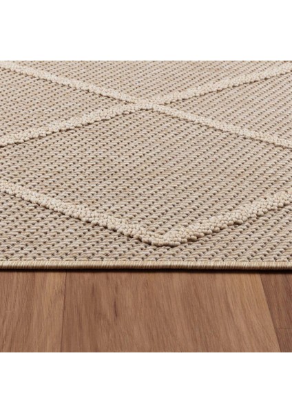 Balkon Teras Bahçe Dış Mekan Halısı Iskandinav Desenli Bej Renkli Halı modelleri