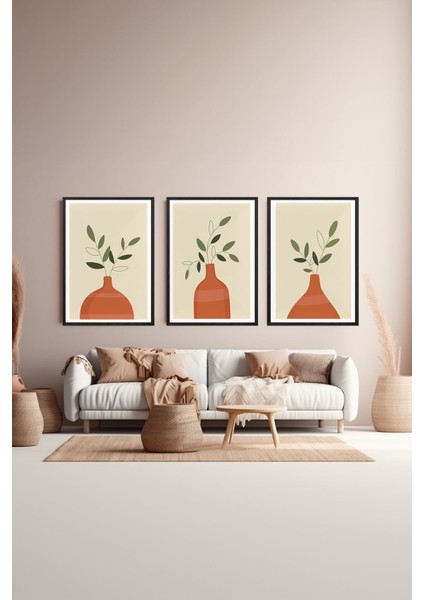 3 Parça Çerçeve Görünümlü Mdf Tablo Seti