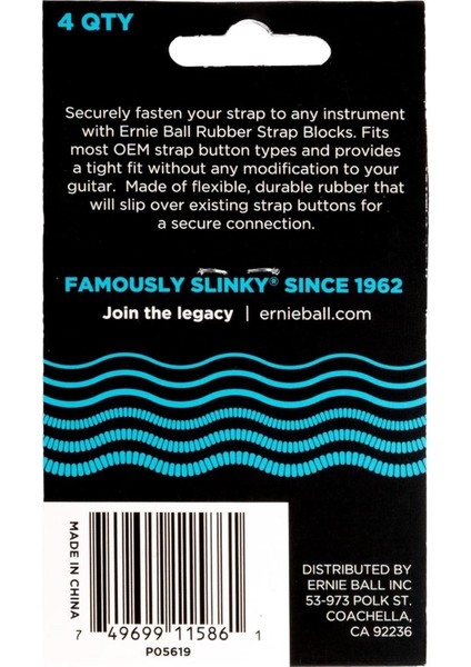 Ernie Ball P05619 Strap Block 4PK-Mavi modelleri