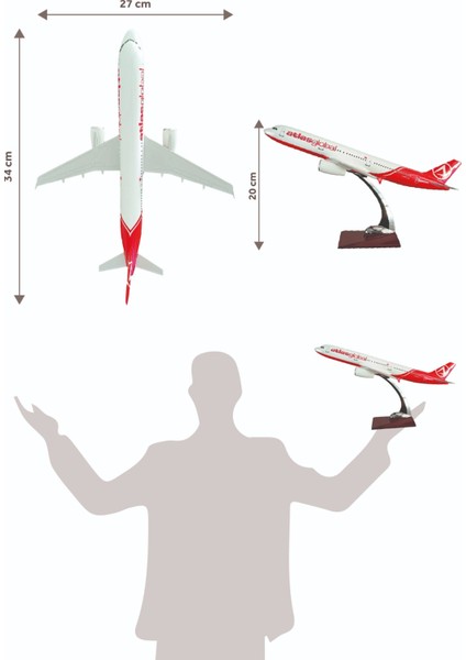 Atlasjet Maket Uçak Atlasjet Lisanslı - A321 200 Model Metal Uçak 34 cm