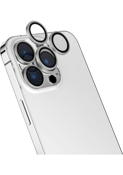 Apple iPhone 15 Pro Uyumlu Cl-13 Kamera Lens Koruyucu-Gümüş