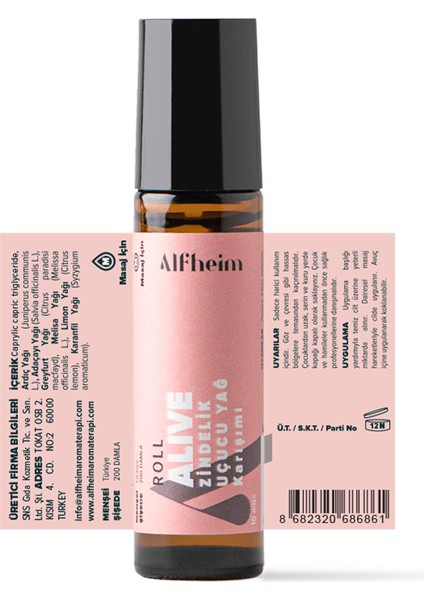 Alive Terapi Roll/ Uçucu Yağ Karışımı/ Roll-On/ 10 ml