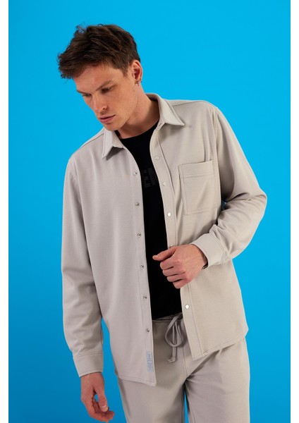 Erkek Clark Buz Gri Regular Fit Pamuklu Gömlek