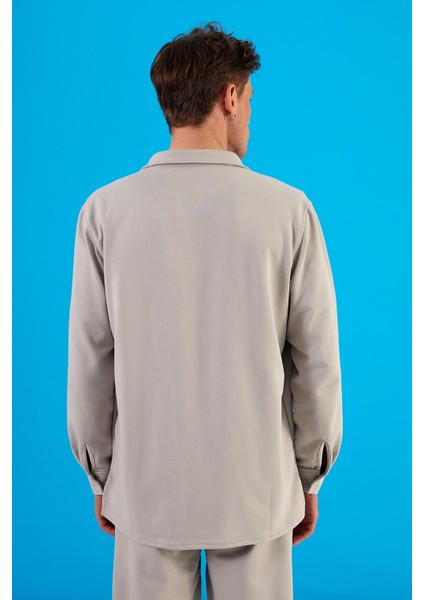 Erkek Clark Buz Gri Regular Fit Pamuklu Gömlek