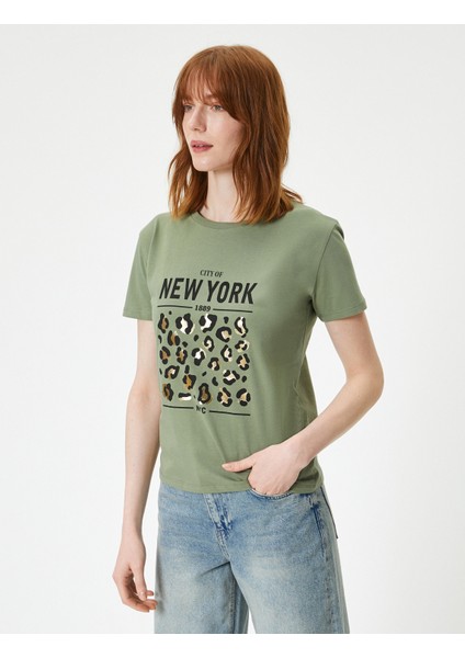 Baskılı Tişört Bisiklet Yaka Kısa Kollu modelleri