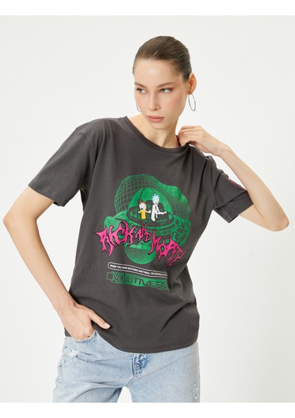 Rick And Morty Tişört Lisanslı Kısa Kollu Bisiklet Yaka Rahat Kalıp