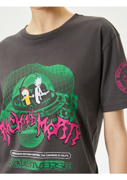 Rick And Morty Tişört Lisanslı Kısa Kollu Bisiklet Yaka Rahat Kalıp