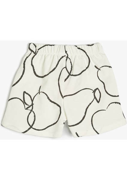 Şort Beli Bağlamalı Lastikli Baskı Detaylı Pamuklu fiyatları