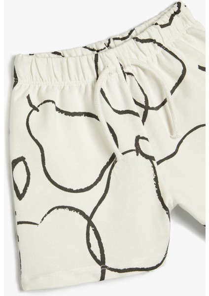 Şort Beli Bağlamalı Lastikli Baskı Detaylı Pamuklu modelleri