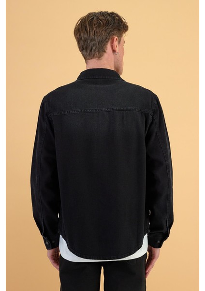 Erkek Jason Black Oversize Jean Gömlek Ceket