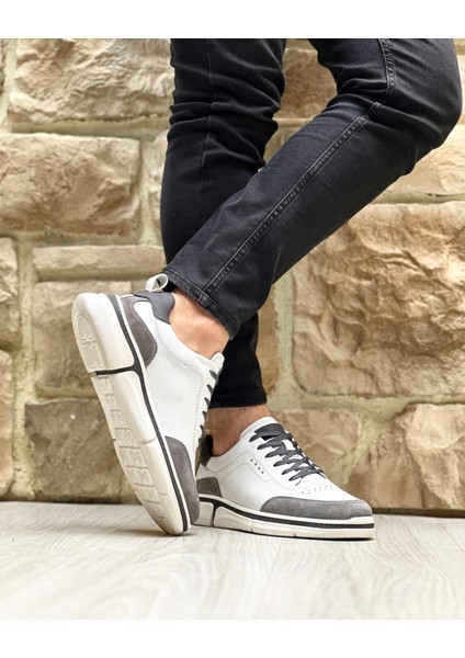 0132 Deri Beyaz Erkek Sneaker Ayakkabı indirimleri