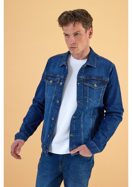 Erkek Antonio Dark Blue Slim Fit Jean Ceket fiyatları
