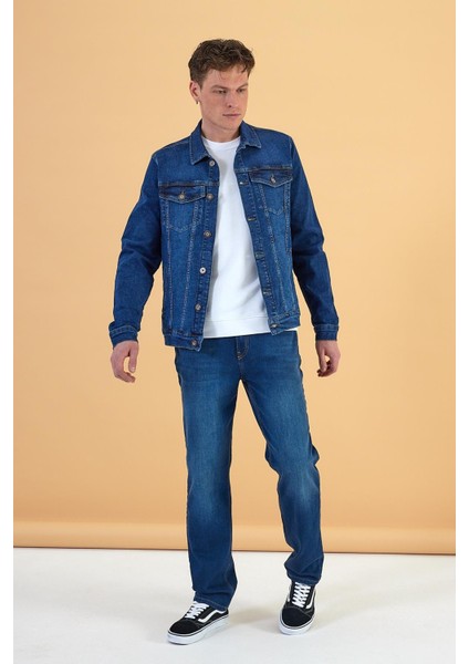 Erkek Antonio Dark Blue Slim Fit Jean Ceket modelleri