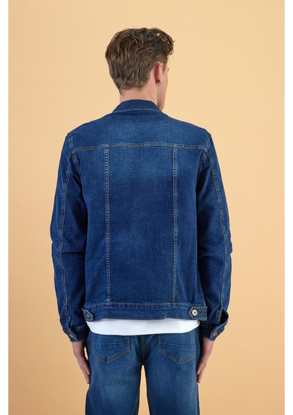 Erkek Antonio Dark Blue Slim Fit Jean Ceket fırsatları